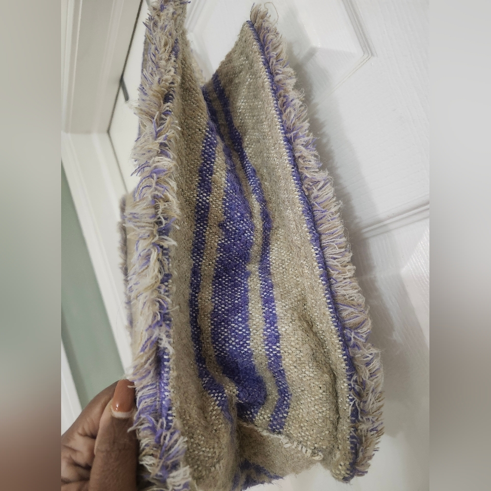 Sandro Purple and Tan Fringed Tote Bag - Picture 5 of 16